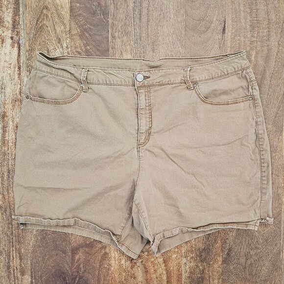 Faded Glory Shorts Womens 24W Tan Plus-Sized Casual 5-Pocket - Picture 1 of 5